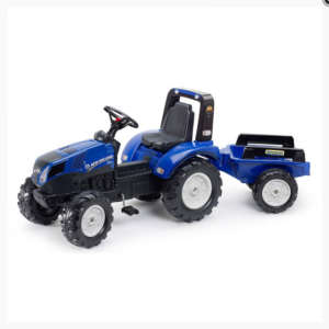 Traktor na pedale sa prikolicom inspirisan modelom New Holland za decu